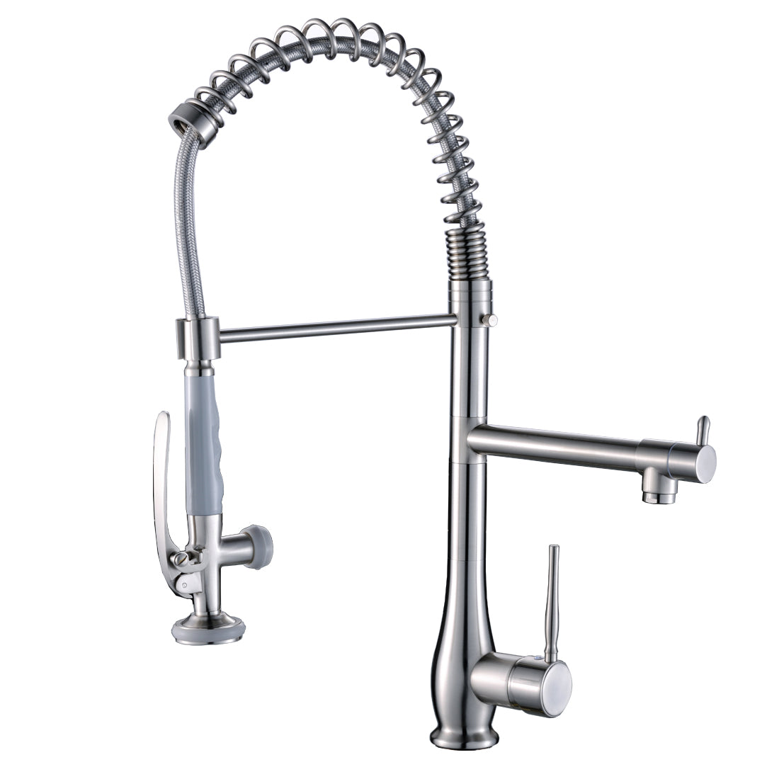 Silver Single Handle Pull Down Sprayer Kitchen Faucet