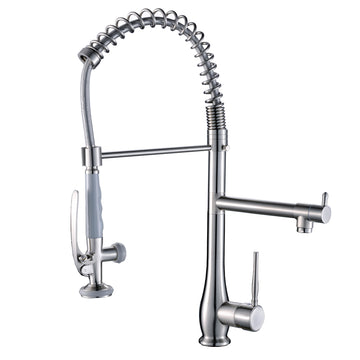 Silver Single Handle Pull Down Sprayer Kitchen Faucet