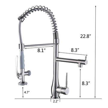 Silver Single Handle Pull Down Sprayer Kitchen Faucet