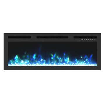 Boyel Living 35 in. Wall Mounted Recessed Electric Fireplace in Black with Multi-Color Flame