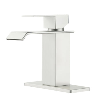 Single-Handle Waterfall Bathroom Faucet, Lead-Free 304 Stainless Steel Bathroom Sink Faucet with Cold/Hot Water Function, Easy to Install and Clean