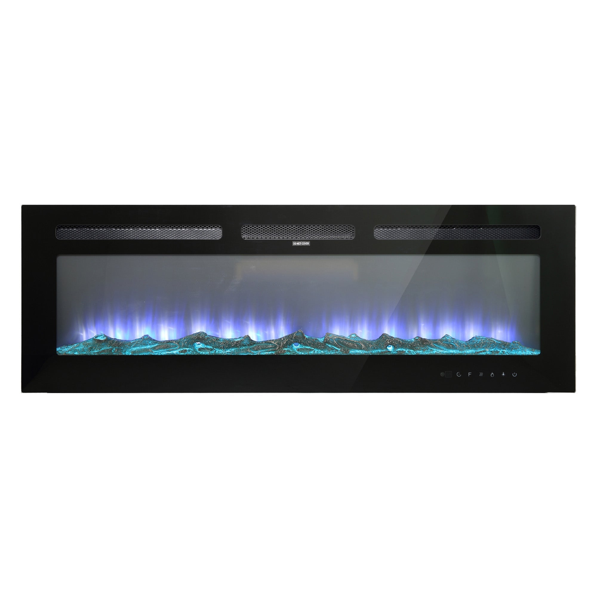 Boyel Living Black 72 in. Wall Mounted Recessed Electric Fireplace with Logs and Crystals, Remote 1500/750 Watt