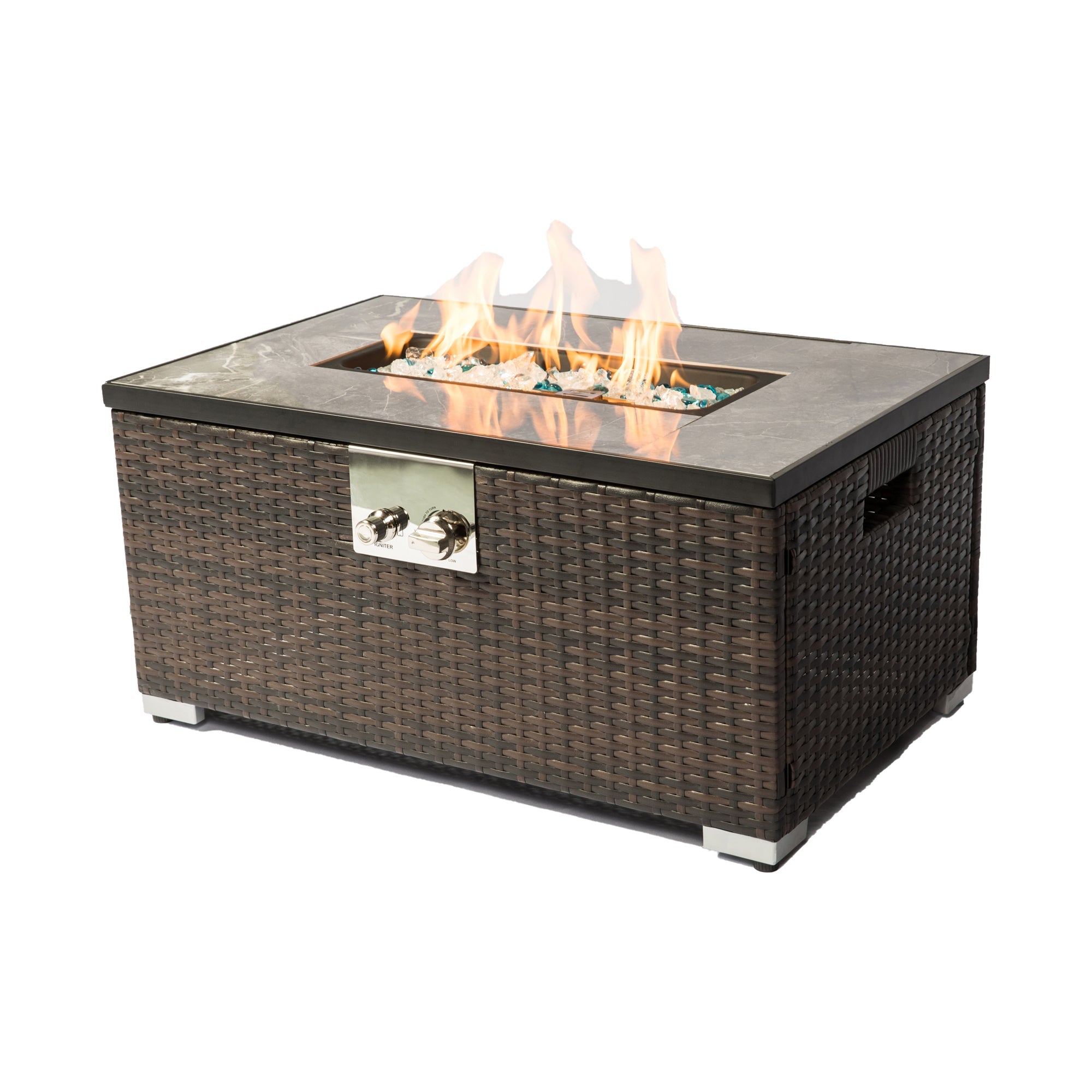 Outdoor Fire Table Propane Fire Pit Rattan gas fire table, gas fire table with tile tabletop
