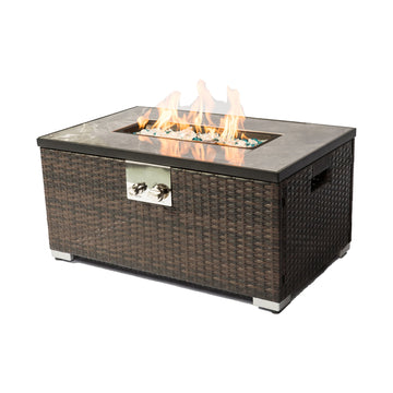 Outdoor Fire Table Propane Fire Pit Rattan gas fire table, gas fire table with tile tabletop