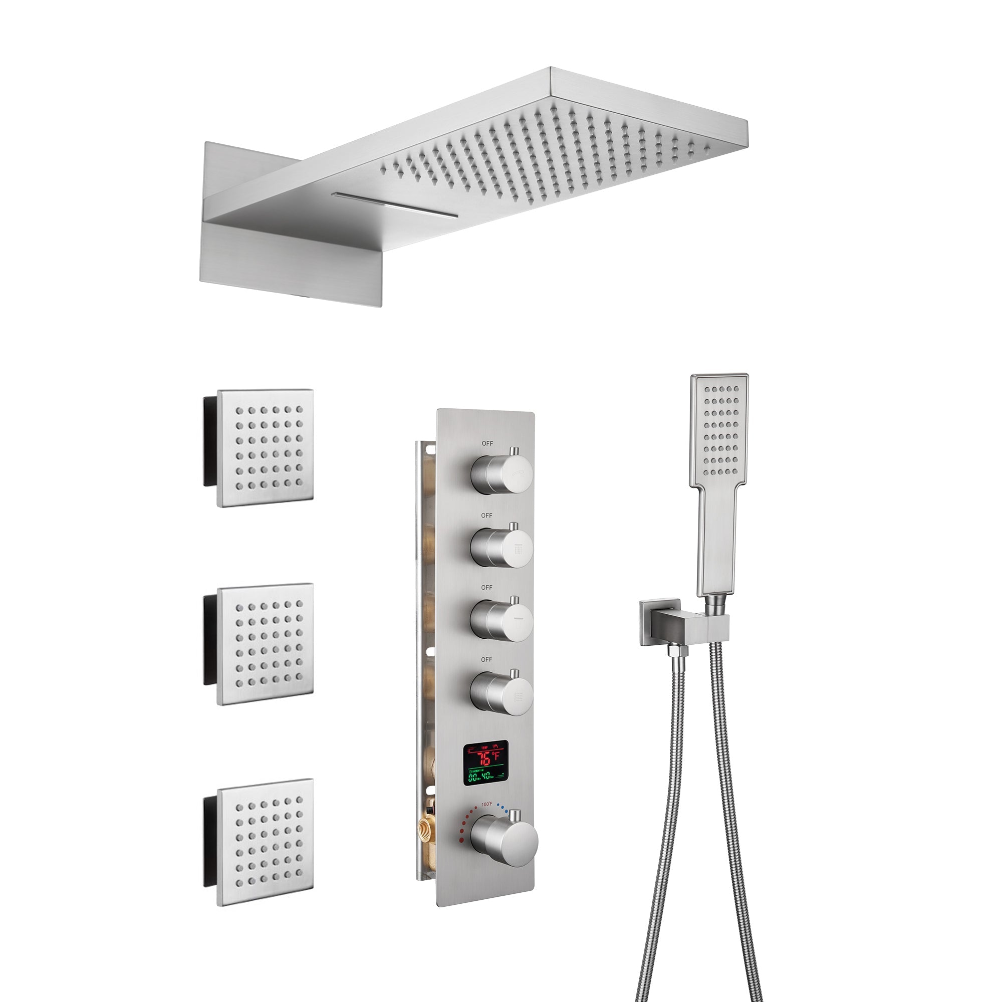 Brushed-Nickel-Luxury-Temperature-Thermostatic-Shower-System-wtih-Handheld-Sprayer-Wall-Mount-Rain-Dual-Shower-Heads-with-3-Body-Jet