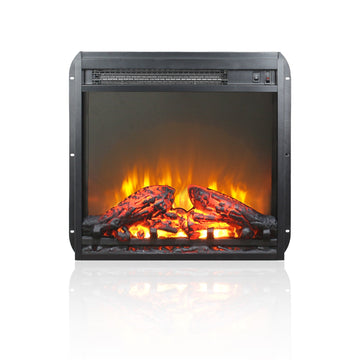 19.2 in. Insert Freestanding Metal Electric Fireplace in Black with Automatic Shut off and Realistic Flame