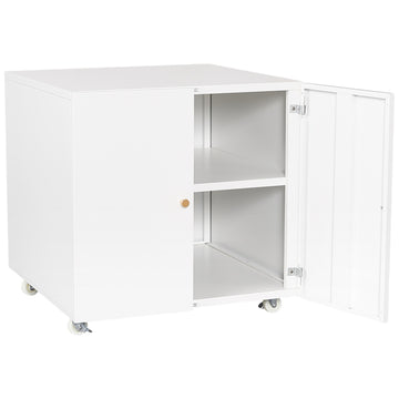 Metal Filing Storage Cabinet Mobile Printer Tables for Small Spaces with Adjustable Shelf and Wheels for Home Office