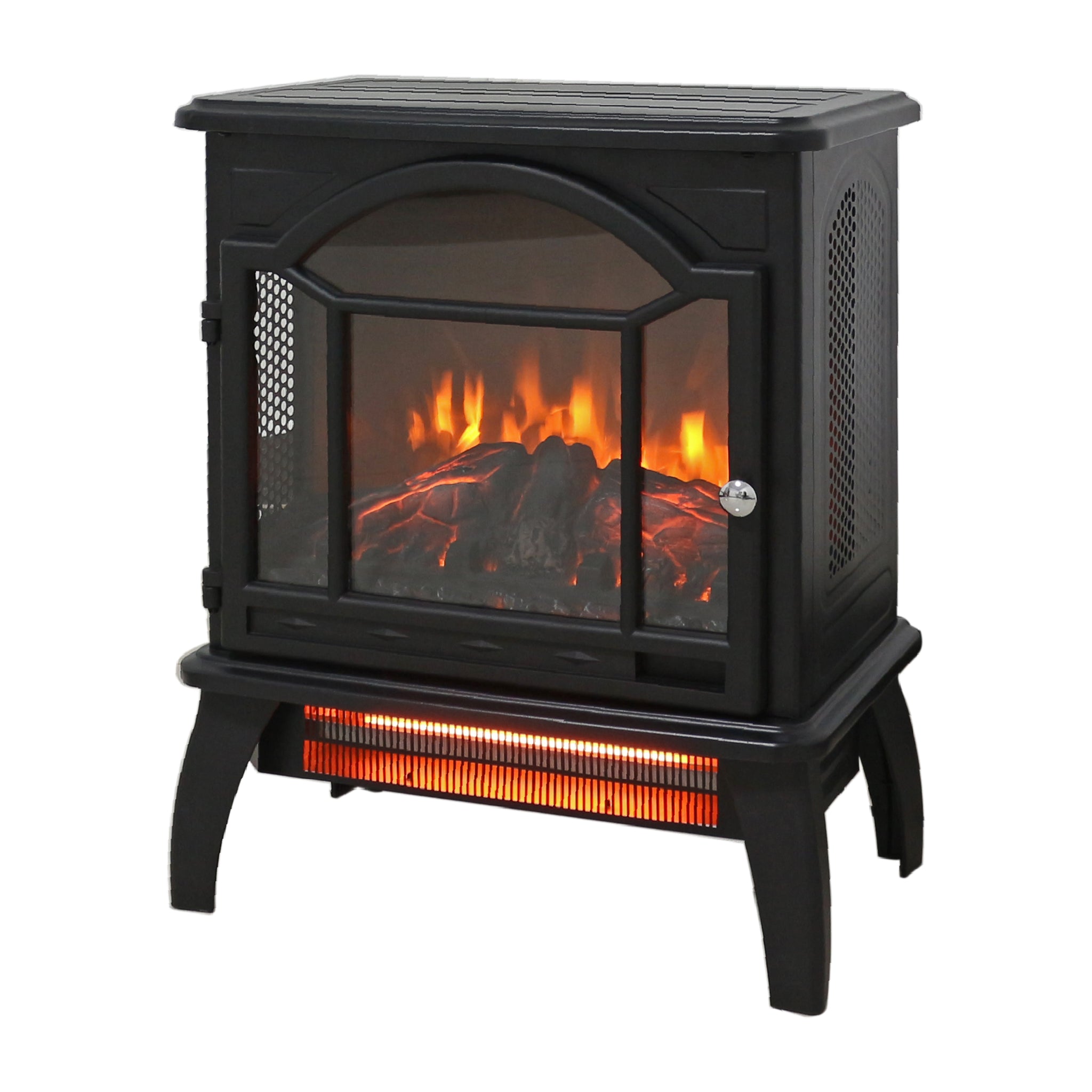 7.52 in. Freestanding Electric Fireplace Stove Heater with Automatic Shut off and Remote Control in Black