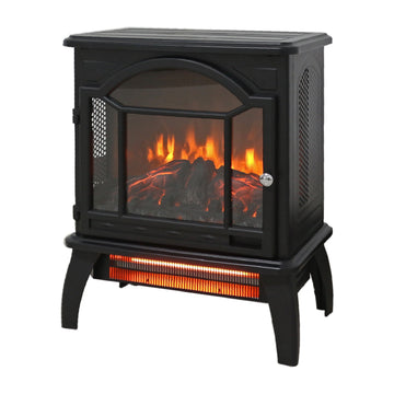 7.52 in. Freestanding Electric Fireplace Stove Heater with Automatic Shut off and Remote Control in Black