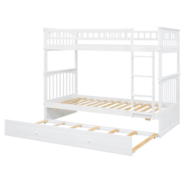 Twin over Twin Bunk Bed with Twin Size Trundle, Convertible Beds