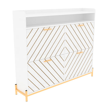 4 Door Shoe Rack, Freestanding Modern Shoe Storage Cabinet, for Living Room, Entryway
