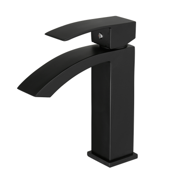 Single Hole Single Handle Bathroom Faucet Matte Black with Supply Lines Brass Durable Modern Easy Install