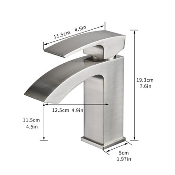 Single Hole Single Handle Bathroom Faucet Brushed Nickel with Supply Lines Brass Durable Modern Easy Install