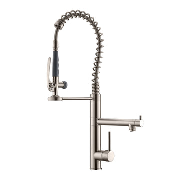 Contemporary Single Handle Gooseneck Pull Down Sprayer Kitchen Faucet Brushed Nickel