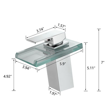 Waterfall Single Handle Single Hole Bathroom Faucet Chrome with LED Temperature Sensor and Supply Hoses Easy Install