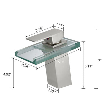 Single Handle Single Hole Bathroom Faucet Brushed Nickel with LED Temperature Sensor and Supply Hoses Easy Install