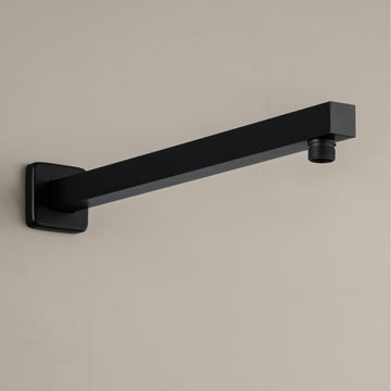 15.74 in Length Wall Mount 1/2 in NPT Shower Arm with Decorative Cover Matte Black