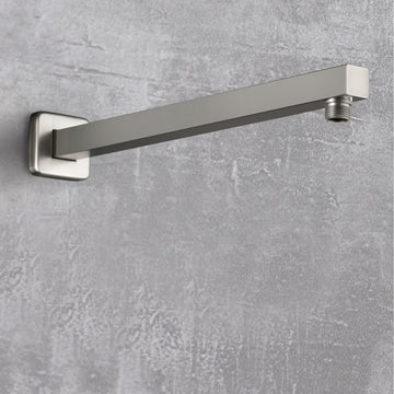 15.74 in Length Wall Mount 1/2 in NPT Shower Arm with Decorative Cover Brushed Nickel