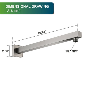15.74 in Length Wall Mount 1/2 in NPT Shower Arm with Decorative Cover Brushed Nickel