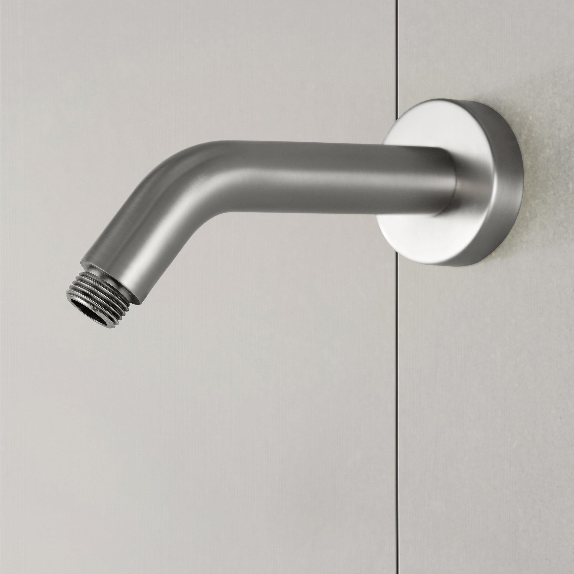 5.9 in Length Wall Mount 1/2 in NPT Shower Arm with Decorative Cover Brushed Nickel