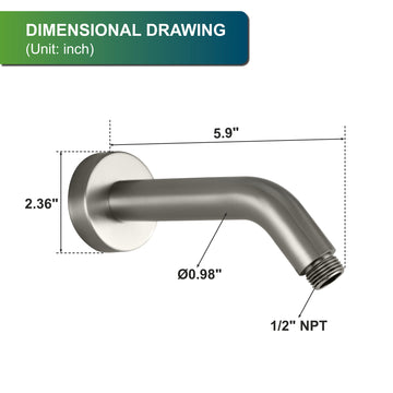 5.9 in Length Wall Mount 1/2 in NPT Shower Arm with Decorative Cover Brushed Nickel