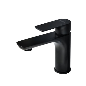 1.2 GPM Single Handle Single Hole Bathroom Faucet with Water Supply Hose and Built in Aerator in Matte Black Low