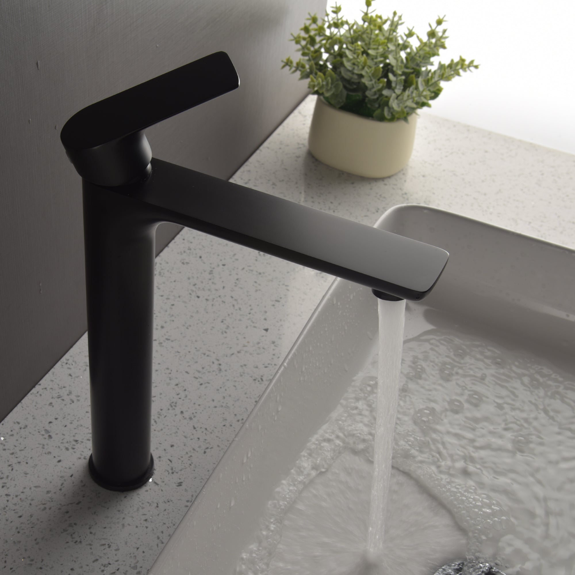 1.2 GPM Single Handle Single Hole Bathroom Faucet with Water Supply Hose and Built in Aerator in Matte Black Tall