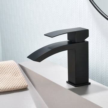 Black Faucet SUS304 Waterfall Spout cUPC Cartridge 60cm Supply Line Pop Up Drain