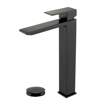 Black Faucet SUS304 Waterfall Spout cUPC Cartridge 60cm Supply Line Pop Up Drain