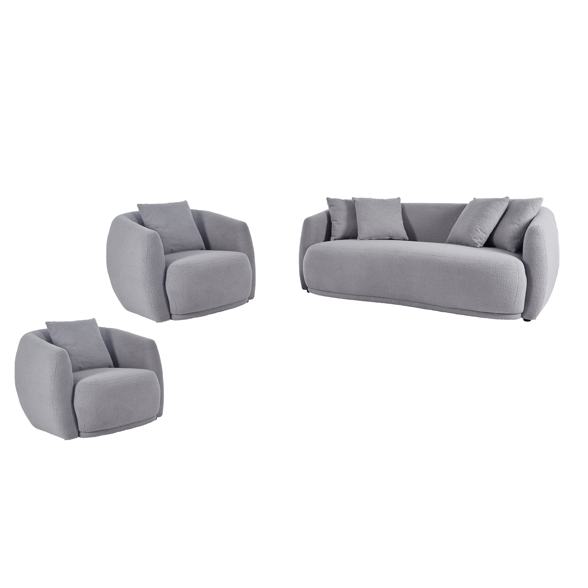 3PCS Upholstered Sofa Set, Modern Arm Chair for Living Room and Bedroom, with 5 Pillows
