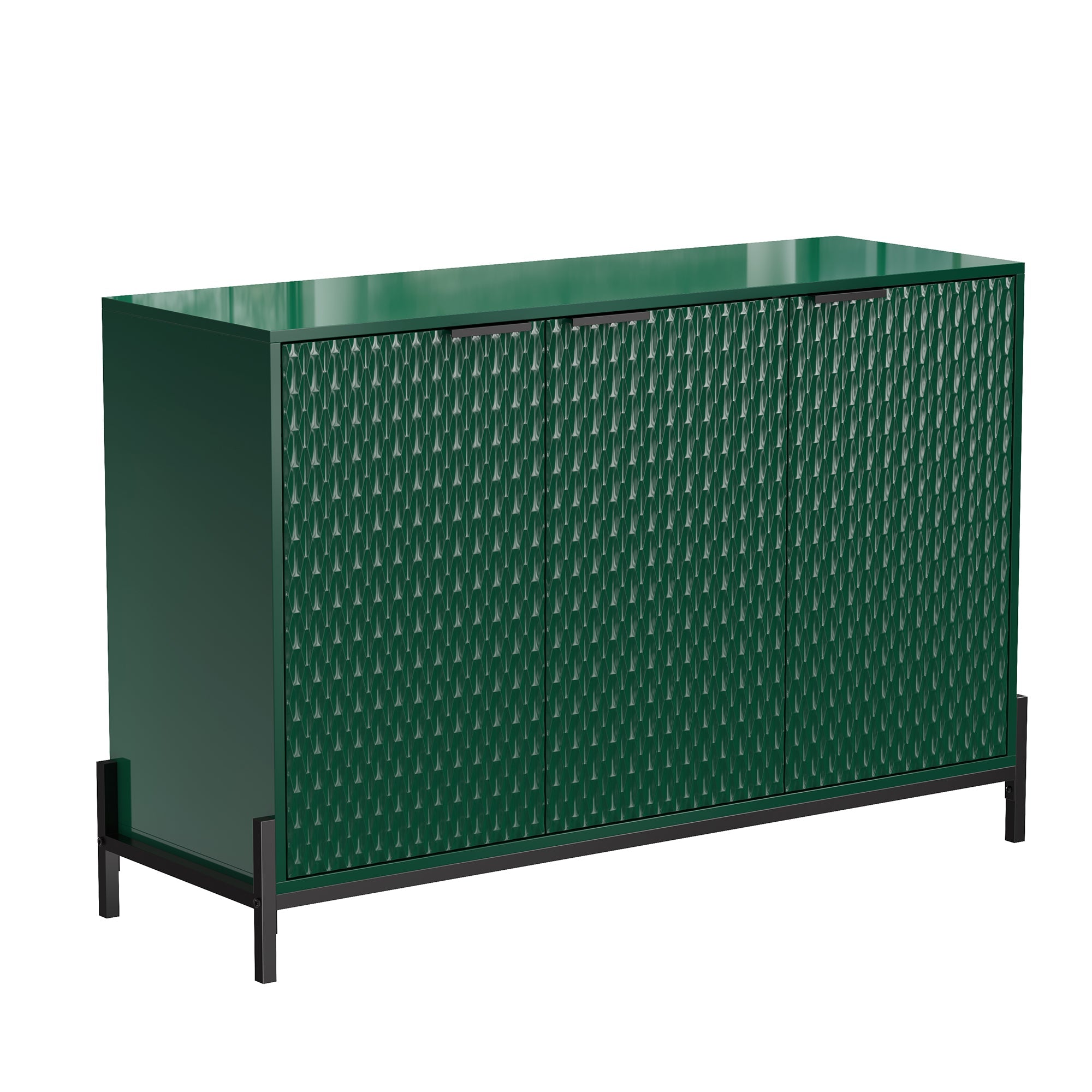 Modern Storage Cabinet with Adjustable Shelves, 49IN Accent Cabinet with 3 Doors, Decorative Cabinets for Living Room, Kitchen, Office
