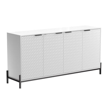 Modern Storage Cabinet with Adjustable Shelves, 65IN Accent Cabinet with 4 Doors, Decorative Cabinets for Living Room, Kitchen, Office