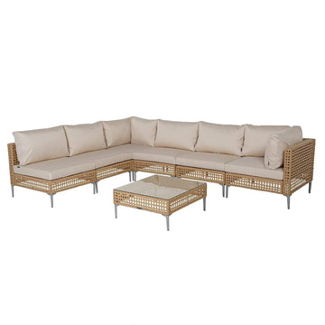All-Iron Detachable Wicker Corner Sofa Set - 7 Pieces