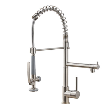Contemporary Single Handle Gooseneck Pull Down Sprayer Kitchen Faucet Brushed Nickel