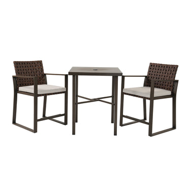 All-Aluminum Wicker Cushion Chat Set - 3 Pieces