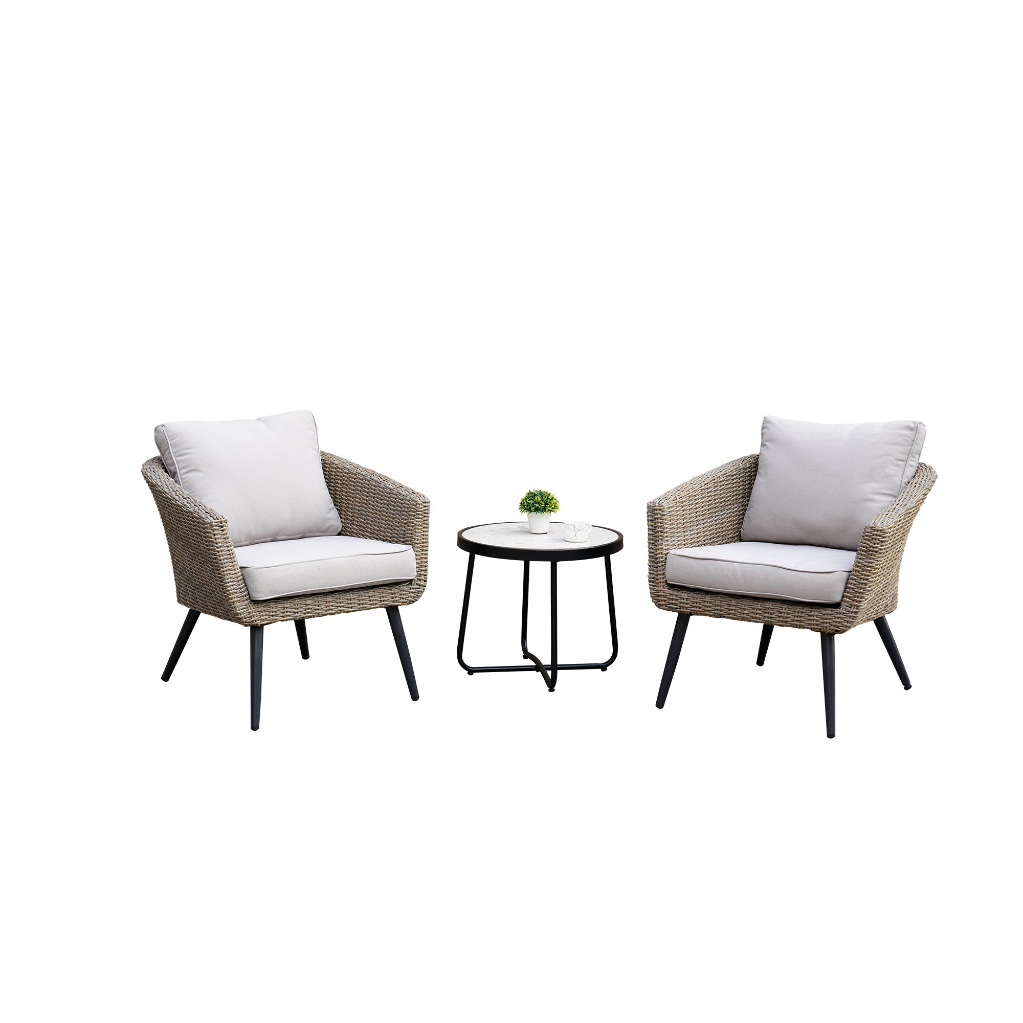 All-Aluminum Wicker Chair Chat Set - 3 Pieces