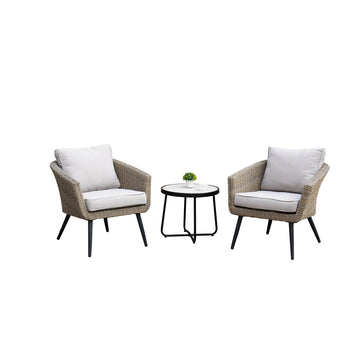 All-Aluminum Wicker Chair Chat Set - 3 Pieces