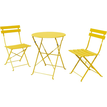 3-Piece Bistro Set, Folding Outdoor Patio Furniture Set with 2 Powder-Coated Steel Chairs & 1 Table