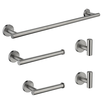 5 Piece Bath Hardware Set with Towel Hooks Towel Bar Toilet Paper Holder and Hand Towel Holder in Brushed Nickel