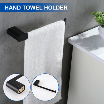 4 Piece Bath Hardware Set with Towel Hook Towel Bar Toilet Paper Holder and Hand Towel Holder in Matte Black