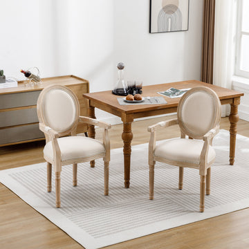 Solid Wood Dining Chair,Set of 2,Cream