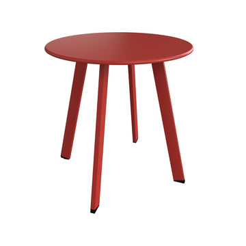 Round Metal Foldable Outdoor Side Table with Powder-Coated Steel Frame in Red ¨C Portable and Weather-Resistant