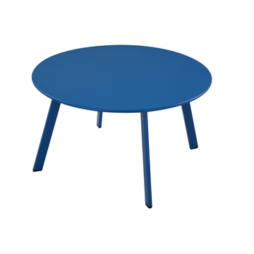 Round Metal Foldable Outdoor Side Table with Powder-Coated Steel Frame in Blue ¨C Portable and Weather-Resistant