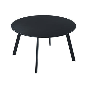 Round Metal Foldable Outdoor Side Table with Powder-Coated Steel Frame in Black ¨C Portable and Weather-Resistant