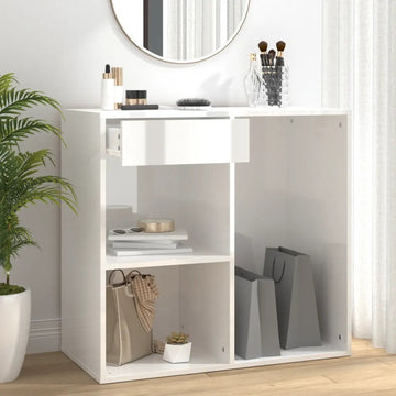 31.5 in.W Modern High Gloss White Cosmetic Cabinet Engineered Wood