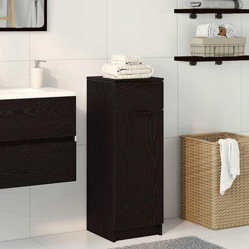 Artisan Black Oak Bathroom Storage Cabinet with Drawer and Shelf
