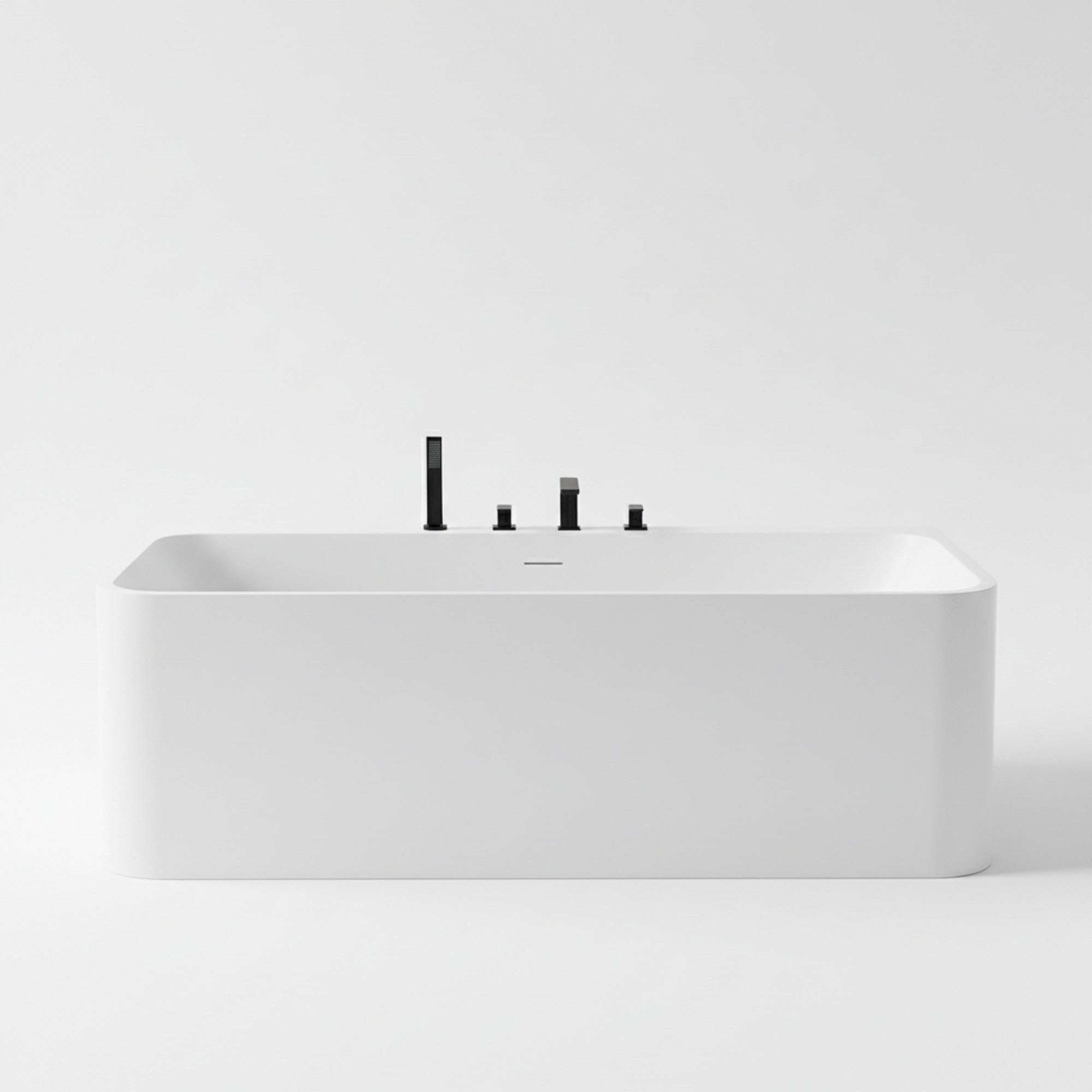 55 Inch Oval Matte White Artificial Stone Modern Style Freestanding and Built-in Soaking Bathtub