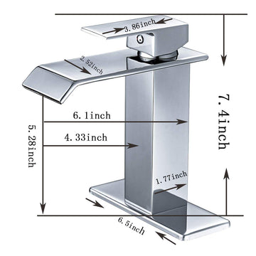 Waterfall Single Hole Single Handle Low Arc Bathroom Faucet with Supply Line in Polished Chrome
