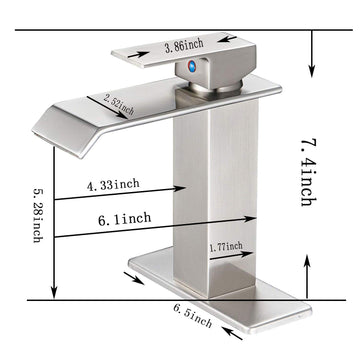 Waterfall Single Hole Single Handle Low Arc Bathroom Faucet with Supply Line in Brushed Nickel