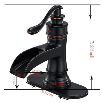 Waterfall Single Hole Single-Handle Low-Arc Bathroom Faucet with Pop-up Drain Assembly in Oil Rubbed Bronze